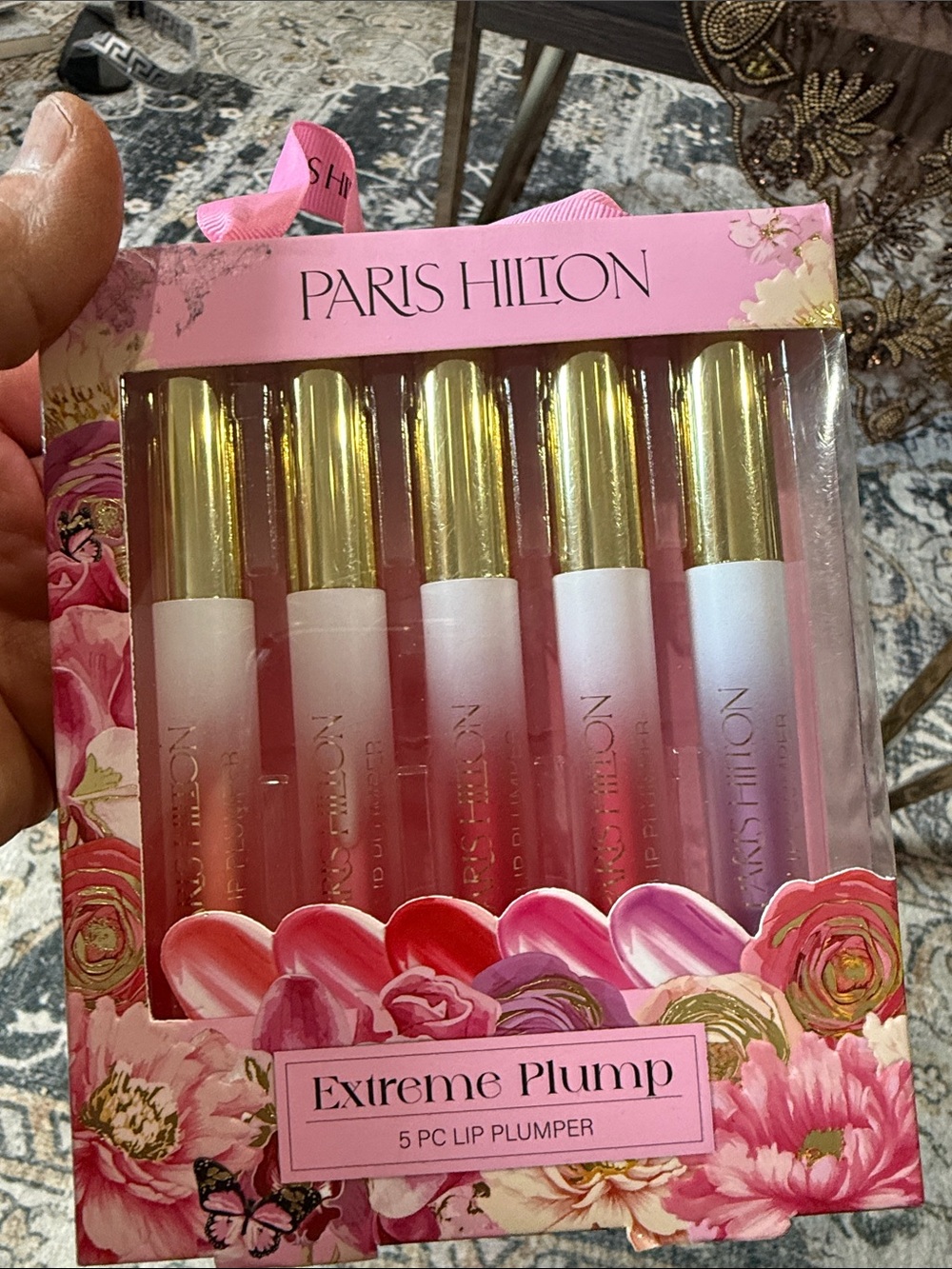Paris Hilton Lip Plumper Set — Gold Caps with Pink Tubes